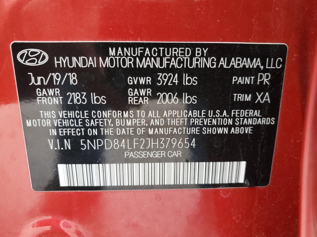 Photo 11 VIN: 5NPD84LF2JH379654 - HYUNDAI ELANTRA 