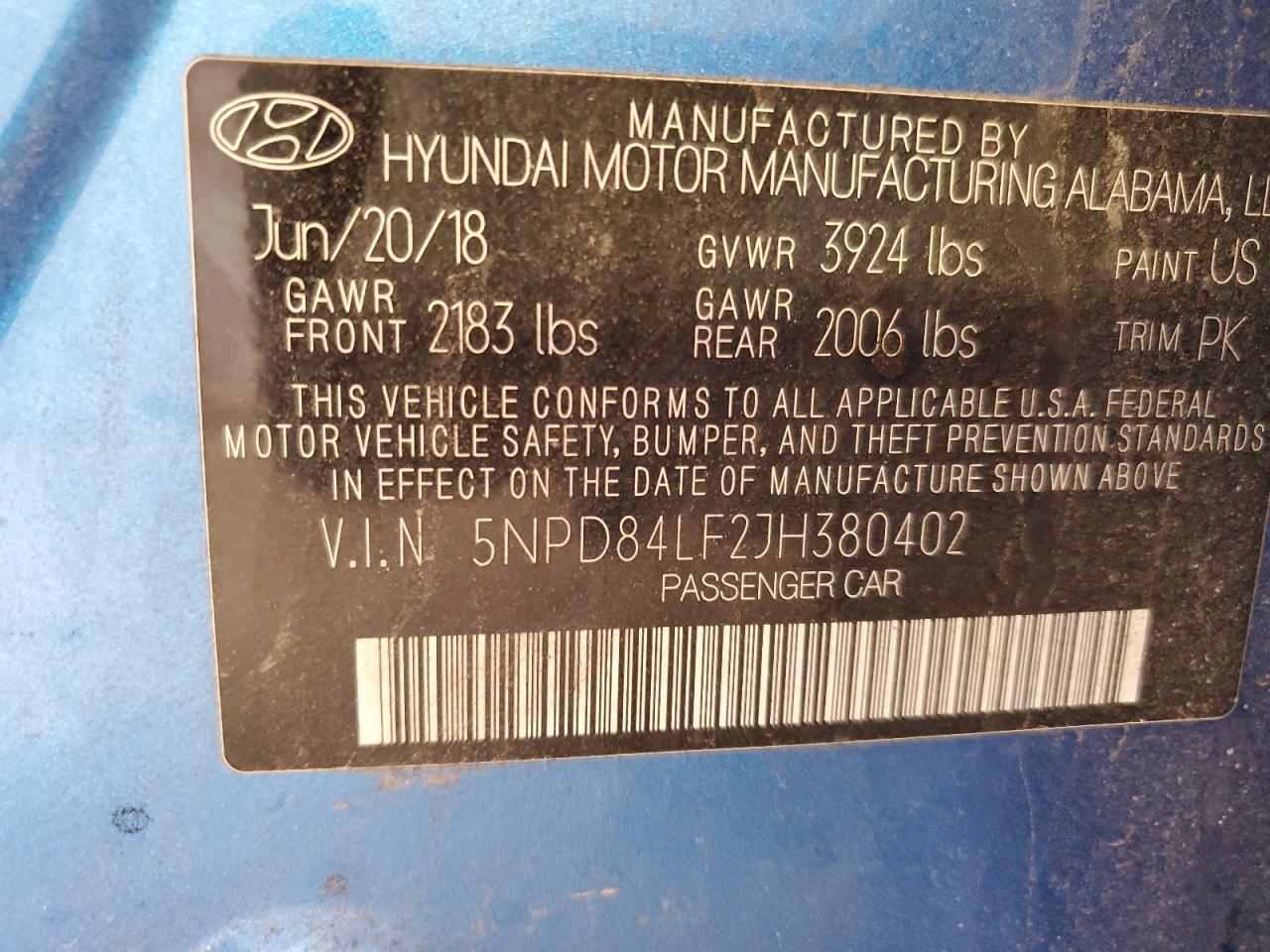 Photo 11 VIN: 5NPD84LF2JH380402 - HYUNDAI ELANTRA 