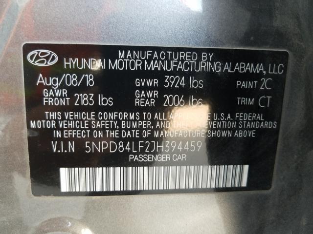 Photo 9 VIN: 5NPD84LF2JH394459 - HYUNDAI ELANTRA SE 