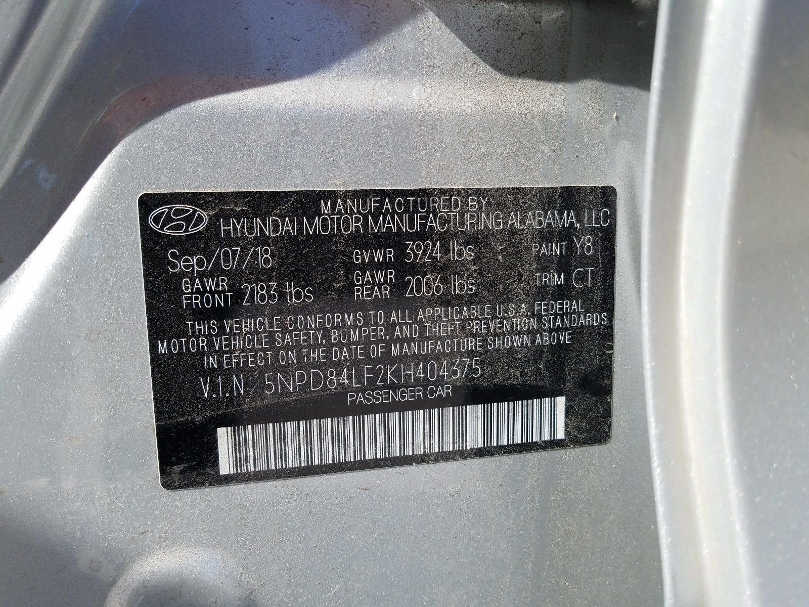 Photo 9 VIN: 5NPD84LF2KH404375 - HYUNDAI ELANTRA SE 