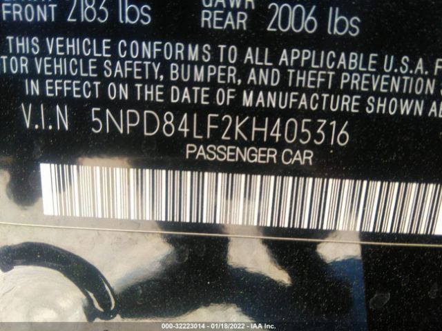 Photo 8 VIN: 5NPD84LF2KH405316 - HYUNDAI ELANTRA 