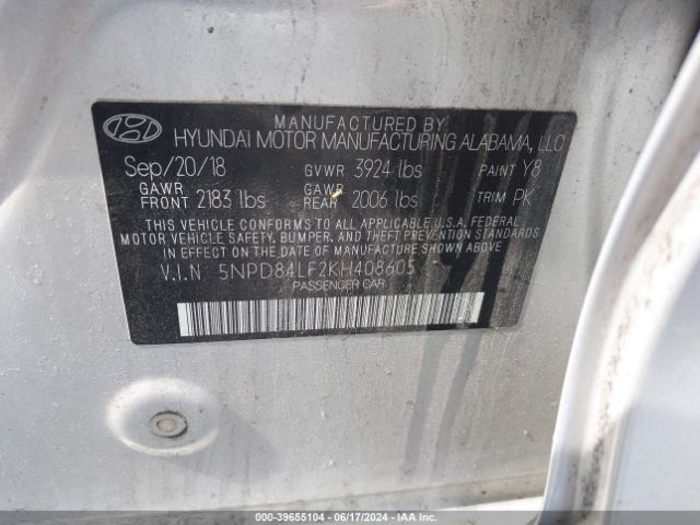 Photo 8 VIN: 5NPD84LF2KH408605 - HYUNDAI ELANTRA 