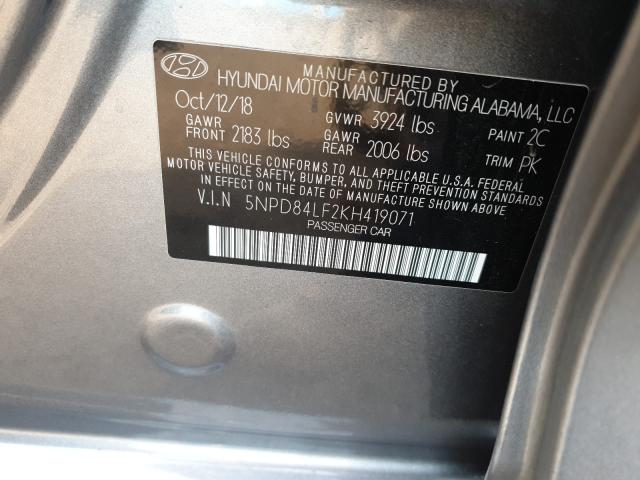 Photo 9 VIN: 5NPD84LF2KH419071 - HYUNDAI ELANTRA SE 