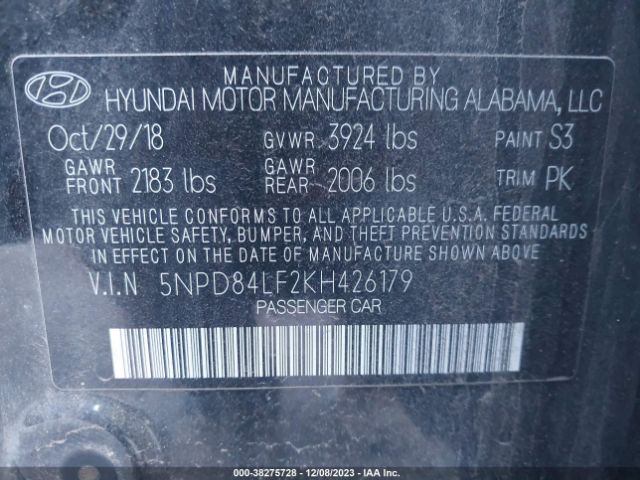 Photo 8 VIN: 5NPD84LF2KH426179 - HYUNDAI ELANTRA 