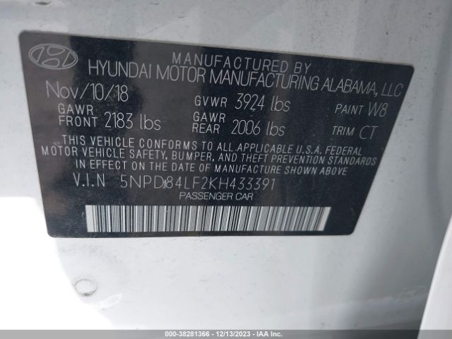 Photo 8 VIN: 5NPD84LF2KH433391 - HYUNDAI ELANTRA 