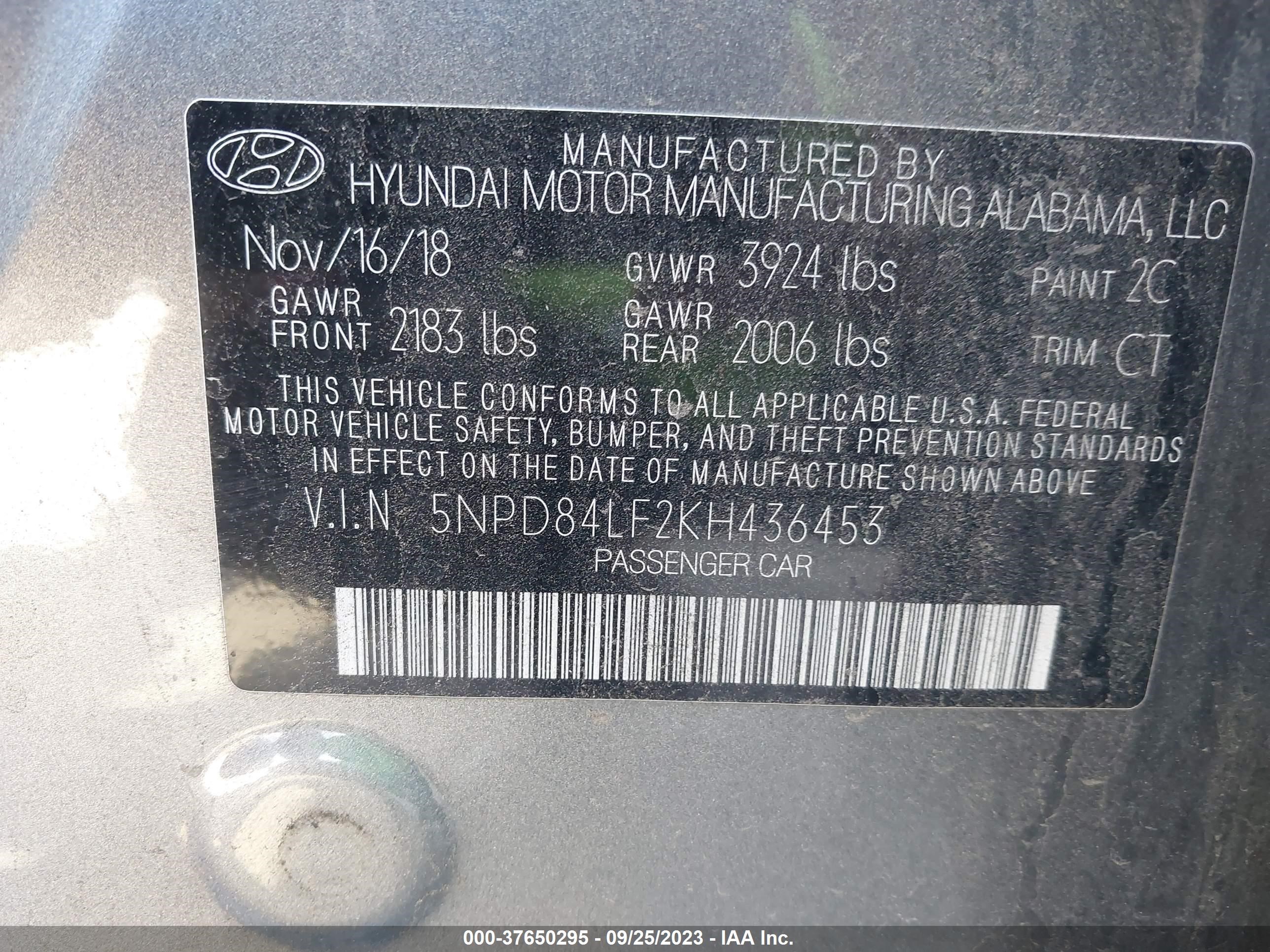 Photo 8 VIN: 5NPD84LF2KH436453 - HYUNDAI ELANTRA 