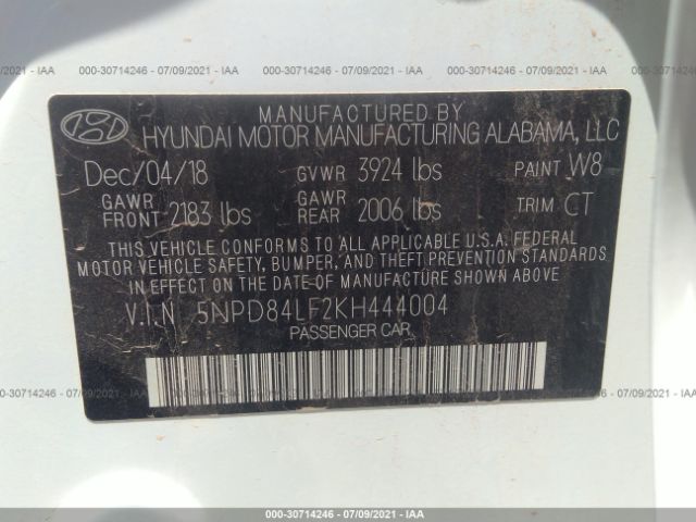 Photo 8 VIN: 5NPD84LF2KH444004 - HYUNDAI ELANTRA 