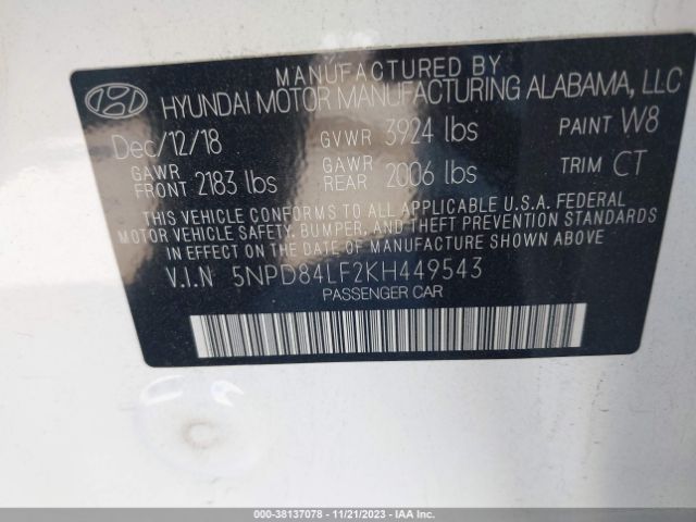 Photo 8 VIN: 5NPD84LF2KH449543 - HYUNDAI ELANTRA 