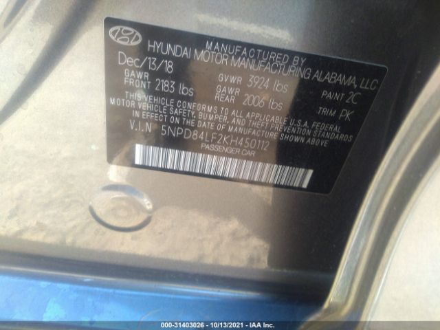 Photo 8 VIN: 5NPD84LF2KH450112 - HYUNDAI ELANTRA 