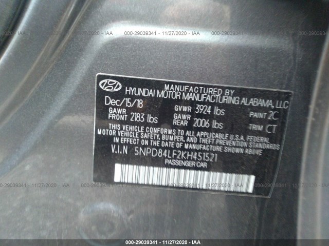 Photo 8 VIN: 5NPD84LF2KH451521 - HYUNDAI ELANTRA 