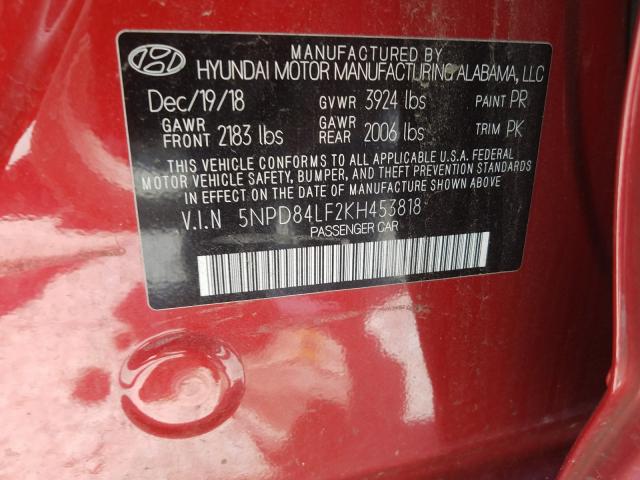 Photo 9 VIN: 5NPD84LF2KH453818 - HYUNDAI ELANTRA SE 