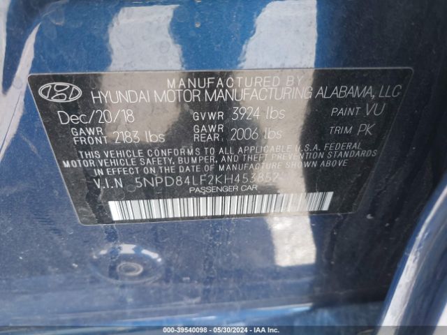 Photo 8 VIN: 5NPD84LF2KH453852 - HYUNDAI ELANTRA 