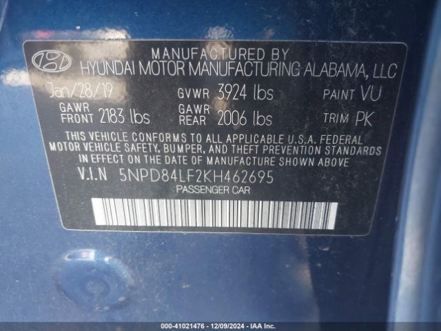 Photo 8 VIN: 5NPD84LF2KH462695 - HYUNDAI ELANTRA 