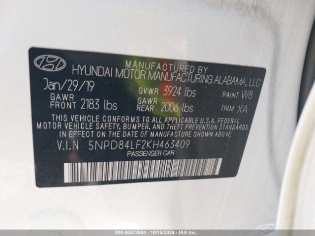 Photo 8 VIN: 5NPD84LF2KH463409 - HYUNDAI ELANTRA 