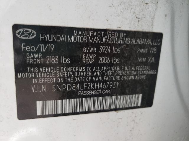 Photo 9 VIN: 5NPD84LF2KH467931 - HYUNDAI ELANTRA SE 