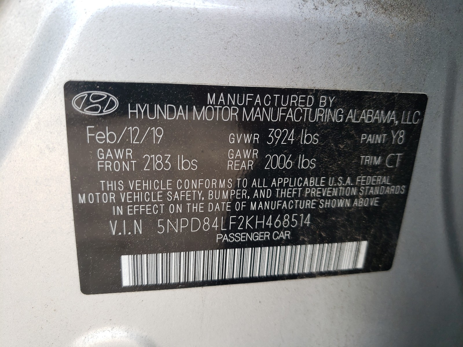 Photo 9 VIN: 5NPD84LF2KH468514 - HYUNDAI ELANTRA SE 