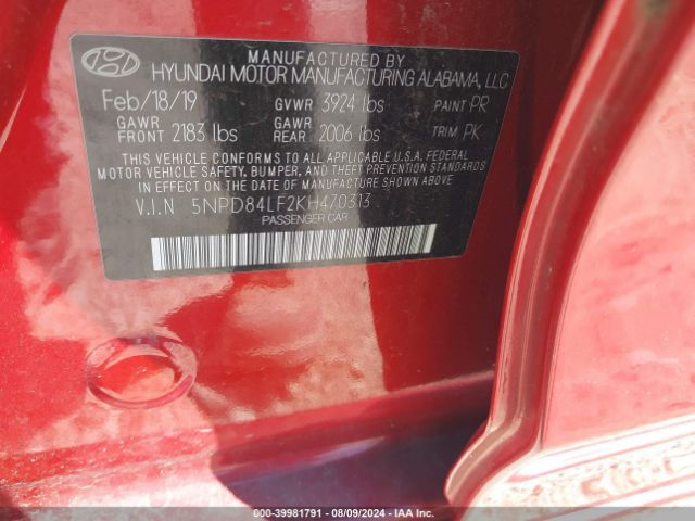 Photo 8 VIN: 5NPD84LF2KH470313 - HYUNDAI ELANTRA 