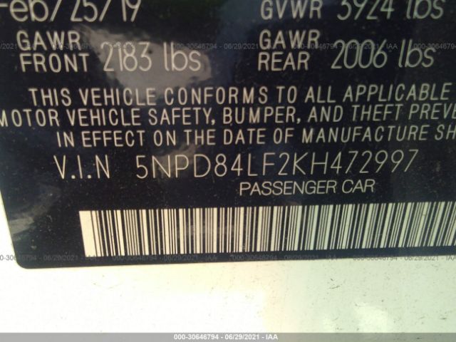 Photo 8 VIN: 5NPD84LF2KH472997 - HYUNDAI ELANTRA 