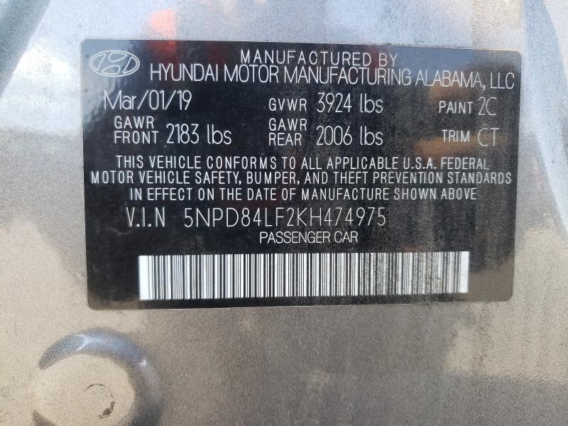 Photo 9 VIN: 5NPD84LF2KH474975 - HYUNDAI ELANTRA SE 