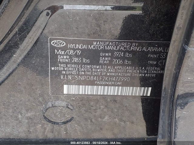 Photo 8 VIN: 5NPD84LF2KH477990 - HYUNDAI ELANTRA 