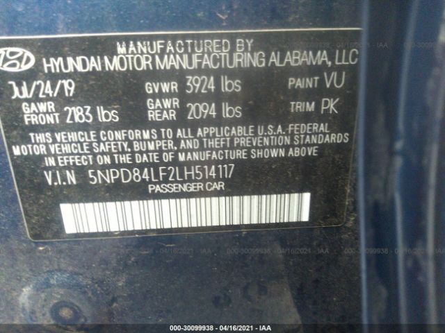 Photo 8 VIN: 5NPD84LF2LH514117 - HYUNDAI ELANTRA 