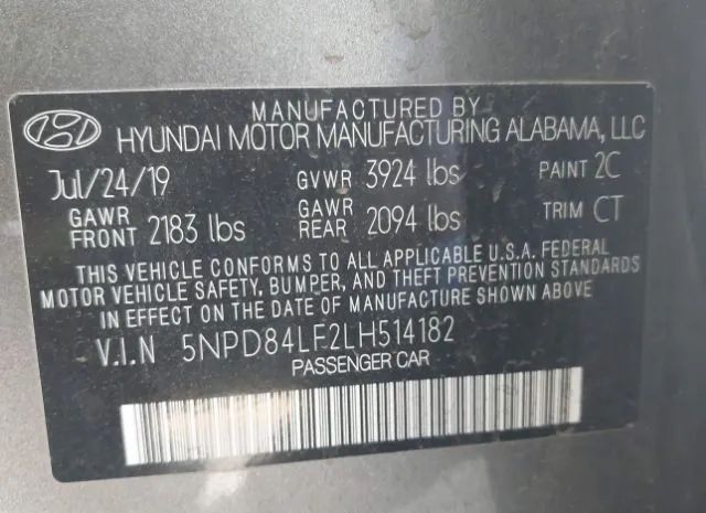 Photo 8 VIN: 5NPD84LF2LH514182 - HYUNDAI ELANTRA 