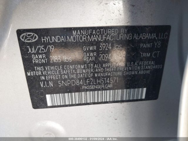 Photo 8 VIN: 5NPD84LF2LH514571 - HYUNDAI ELANTRA 