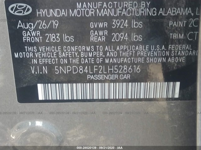 Photo 8 VIN: 5NPD84LF2LH528616 - HYUNDAI ELANTRA 