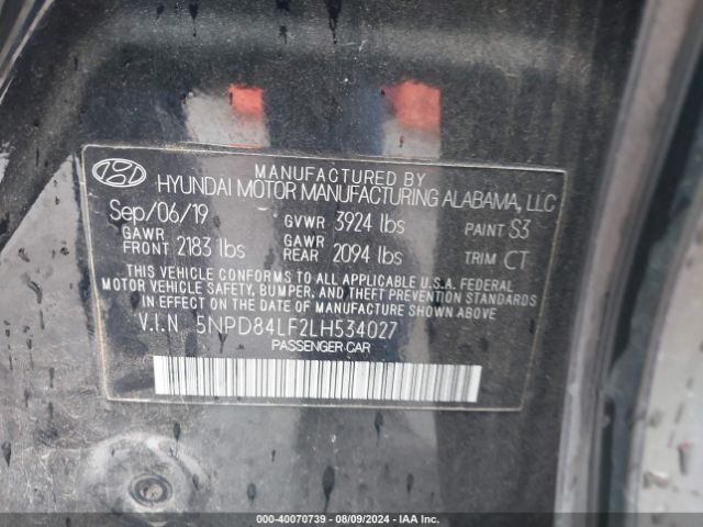 Photo 8 VIN: 5NPD84LF2LH534027 - HYUNDAI ELANTRA 