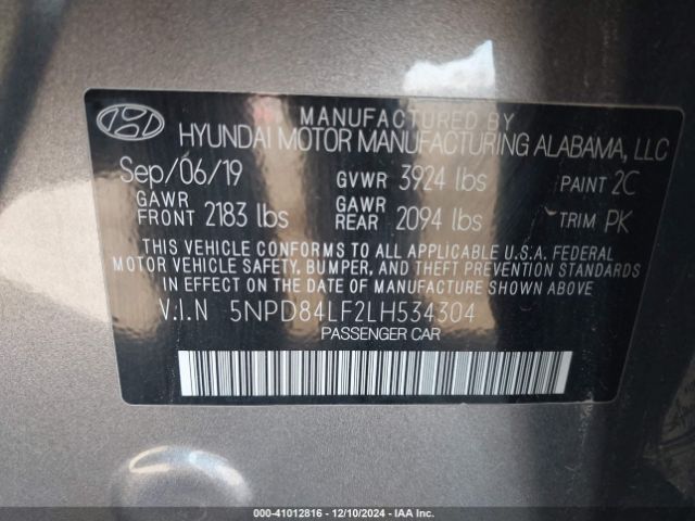 Photo 8 VIN: 5NPD84LF2LH534304 - HYUNDAI ELANTRA 