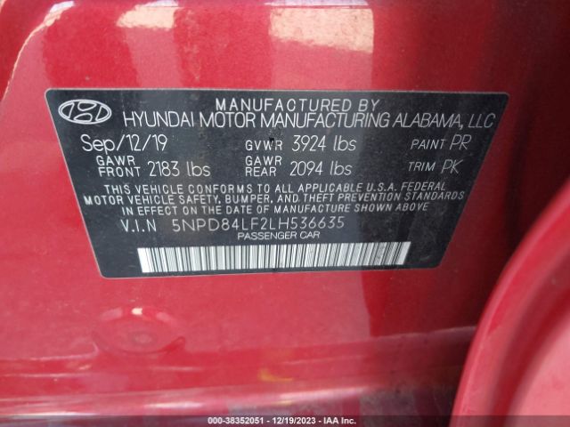 Photo 8 VIN: 5NPD84LF2LH536635 - HYUNDAI ELANTRA 