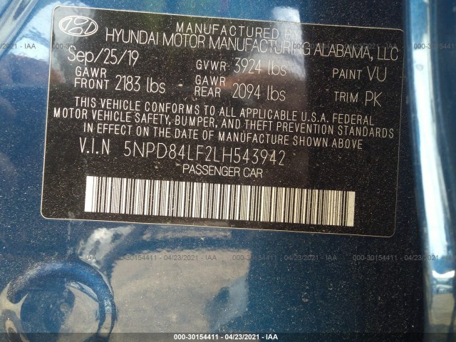 Photo 8 VIN: 5NPD84LF2LH543942 - HYUNDAI ELANTRA 