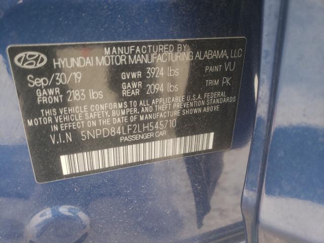 Photo 9 VIN: 5NPD84LF2LH545710 - HYUNDAI ELANTRA SE 