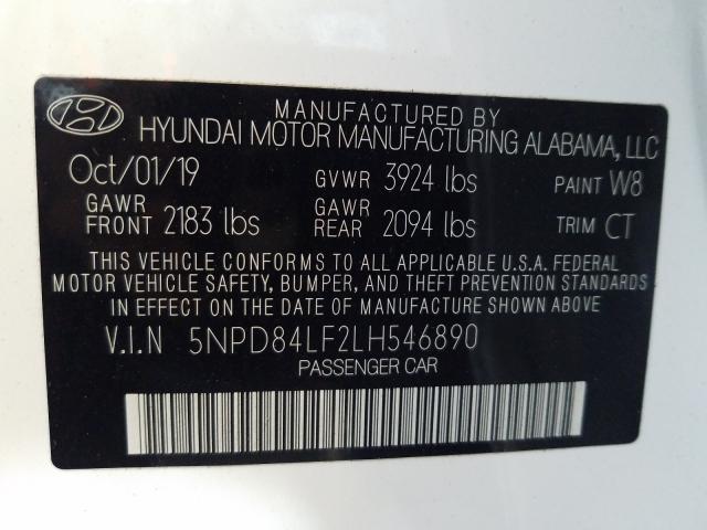 Photo 9 VIN: 5NPD84LF2LH546890 - HYUNDAI ELANTRA SE 