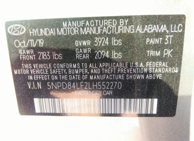 Photo 8 VIN: 5NPD84LF2LH552270 - HYUNDAI ELANTRA 