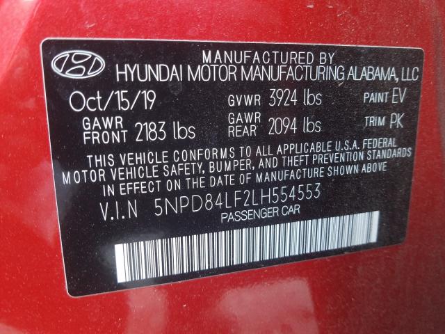 Photo 9 VIN: 5NPD84LF2LH554553 - HYUNDAI ELANTRA SE 