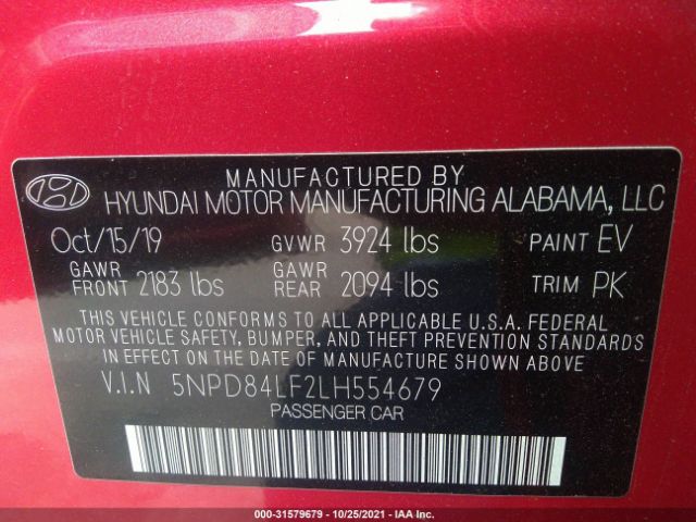 Photo 8 VIN: 5NPD84LF2LH554679 - HYUNDAI ELANTRA 