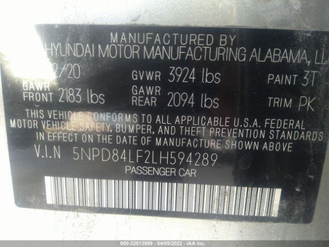 Photo 8 VIN: 5NPD84LF2LH594289 - HYUNDAI ELANTRA 