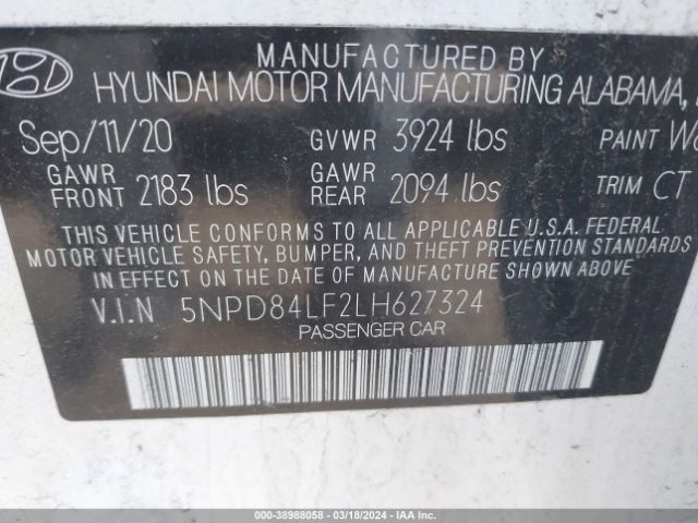 Photo 8 VIN: 5NPD84LF2LH627324 - HYUNDAI ELANTRA 