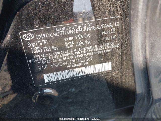 Photo 8 VIN: 5NPD84LF2LH627369 - HYUNDAI ELANTRA 