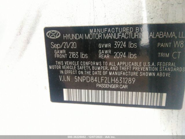 Photo 8 VIN: 5NPD84LF2LH631289 - HYUNDAI ELANTRA 