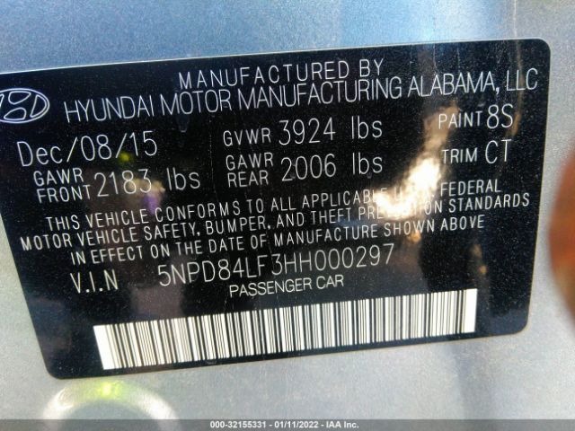 Photo 8 VIN: 5NPD84LF3HH000297 - HYUNDAI ELANTRA 