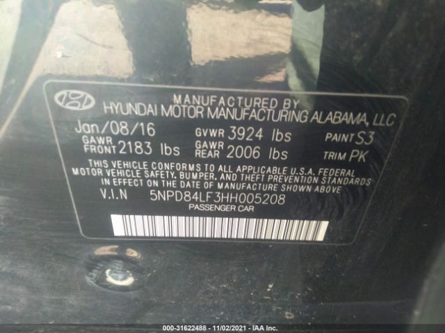 Photo 8 VIN: 5NPD84LF3HH005208 - HYUNDAI ELANTRA 