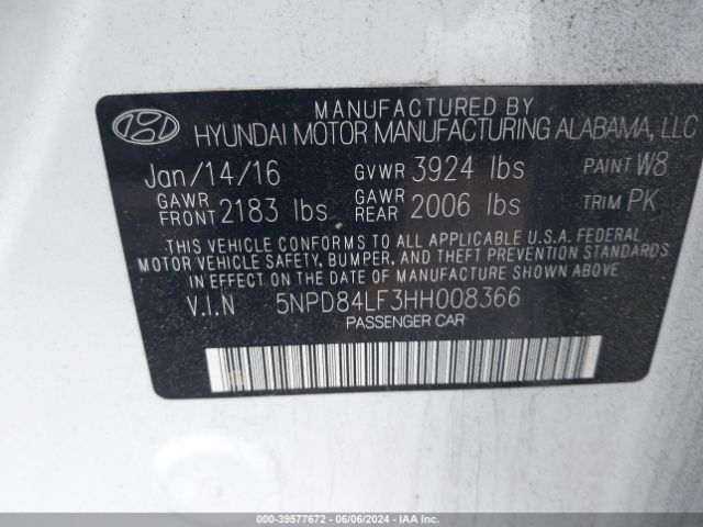 Photo 8 VIN: 5NPD84LF3HH008366 - HYUNDAI ELANTRA 