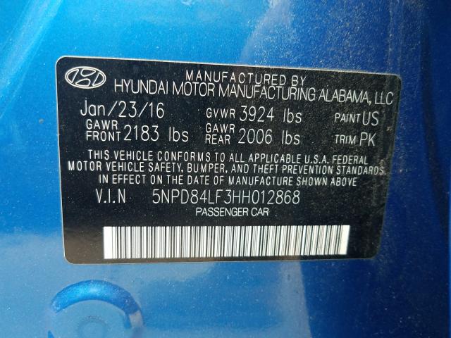 Photo 9 VIN: 5NPD84LF3HH012868 - HYUNDAI ELANTRA SE 