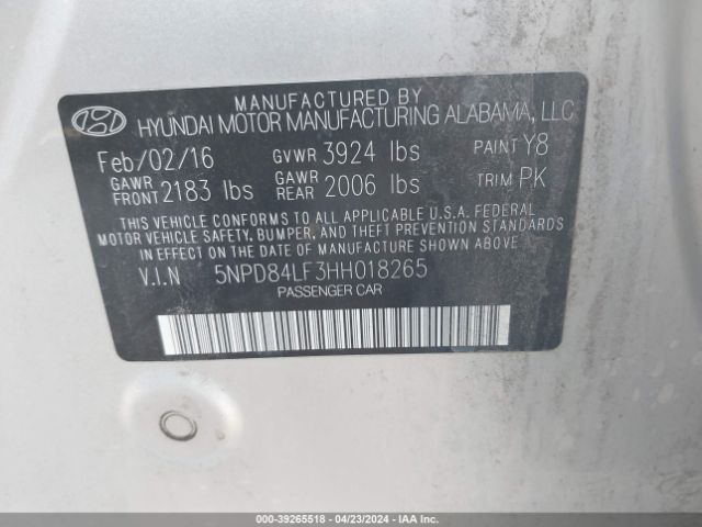 Photo 8 VIN: 5NPD84LF3HH018265 - HYUNDAI ELANTRA 