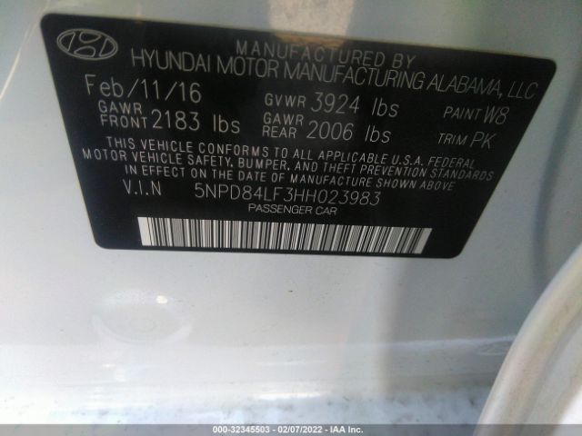 Photo 8 VIN: 5NPD84LF3HH023983 - HYUNDAI ELANTRA 