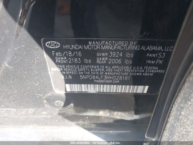 Photo 8 VIN: 5NPD84LF3HH028181 - HYUNDAI ELANTRA 