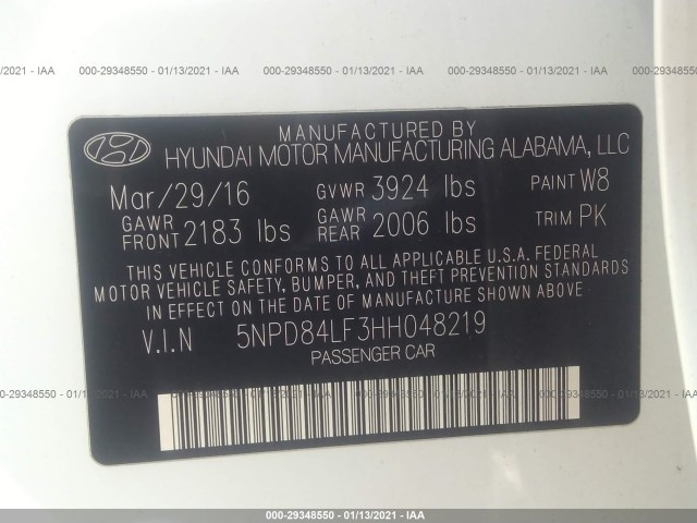 Photo 8 VIN: 5NPD84LF3HH048219 - HYUNDAI ELANTRA 