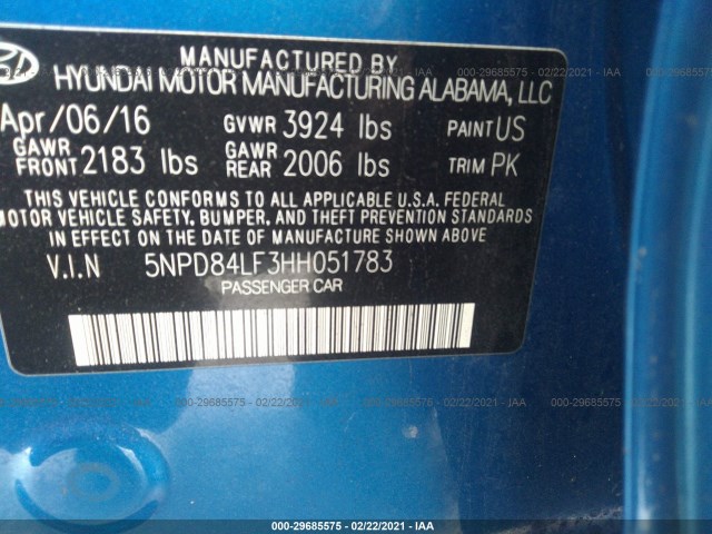 Photo 8 VIN: 5NPD84LF3HH051783 - HYUNDAI ELANTRA 